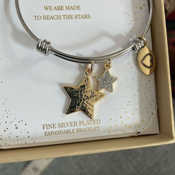 NIB New in Box Footnotes Dream Silver Plated Expandable Bracelet Gift - Picture 3 of 7